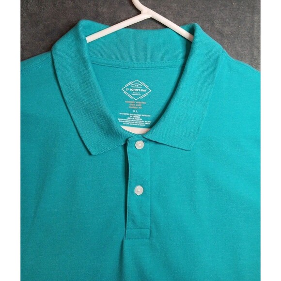 Mens Saint John's Bay Polo Shirt Short Sleeve Teal XL - Picture 4 of 4